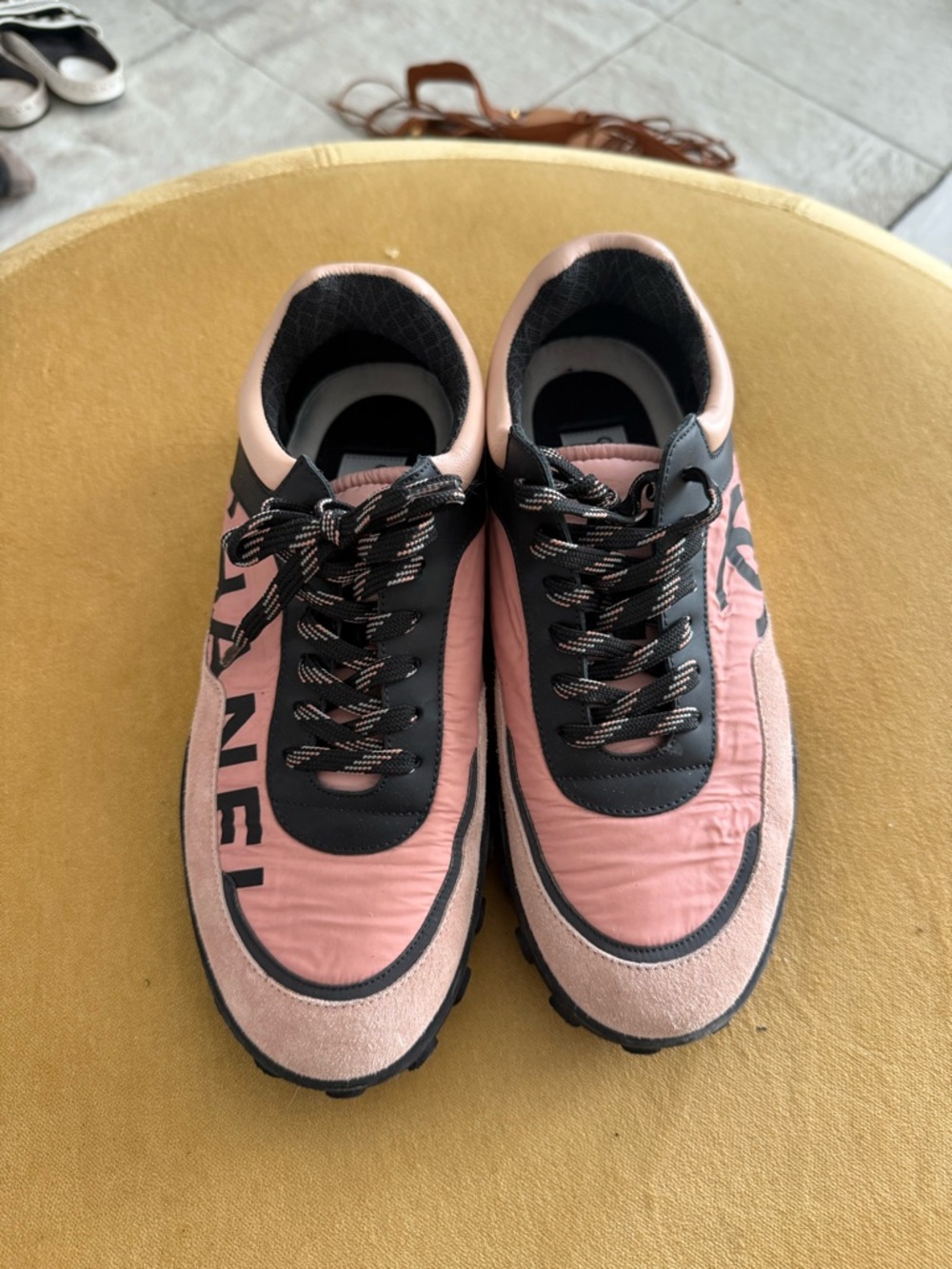 CHANEL Pink and Black Women's Sneakers with Logo Side Detail - Picture 6 of 7